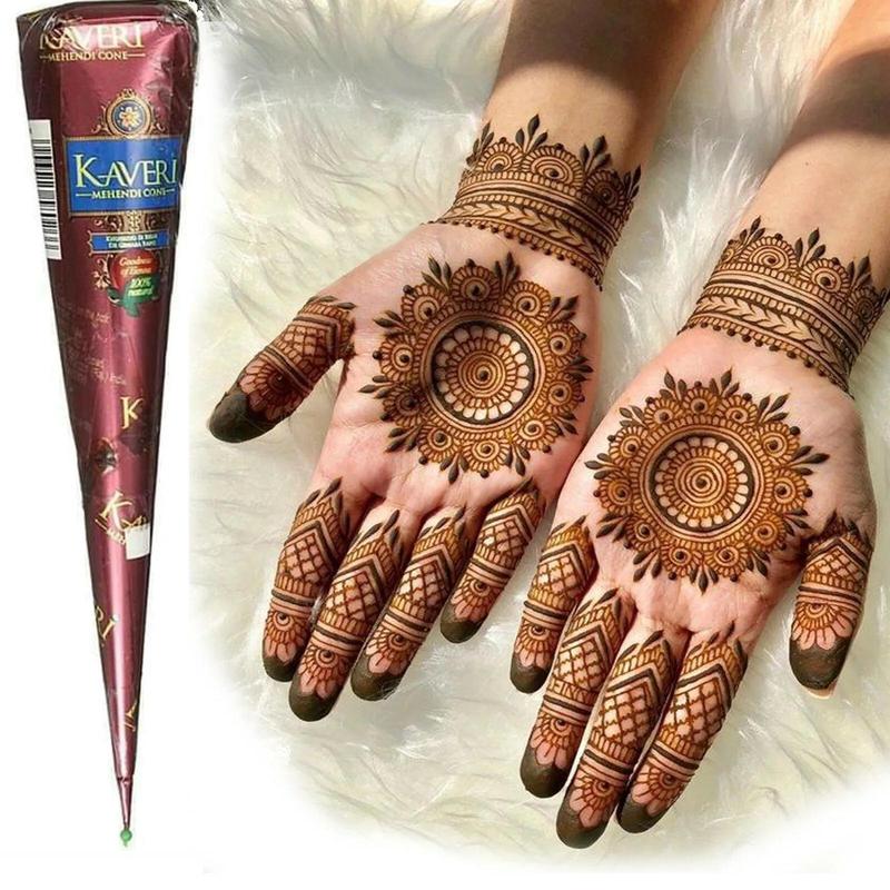 Kaveri Natural Henna Mehendi Cones Temporary Tattoo - Pack of 12, 25g Each, Safe & Easy Application for Festivals & Everyday Use
