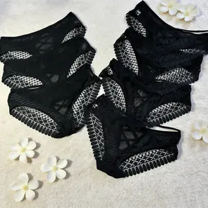 DORSU 7PCS Sexy Charming Fashion Lace Trim Hollow Out Thong Breathable Comfortable Buttocks Lift Tummy Control Cross Strap Women Panties