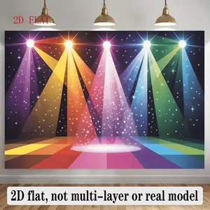 2D flat banner, 1 piece, rainbow-colored stage-themed background decoration photo prop, large-sized polyester wall hanging cloth, 70.87inch * 90.55inch, living room bedroom office home room party decoration live streaming background cloth