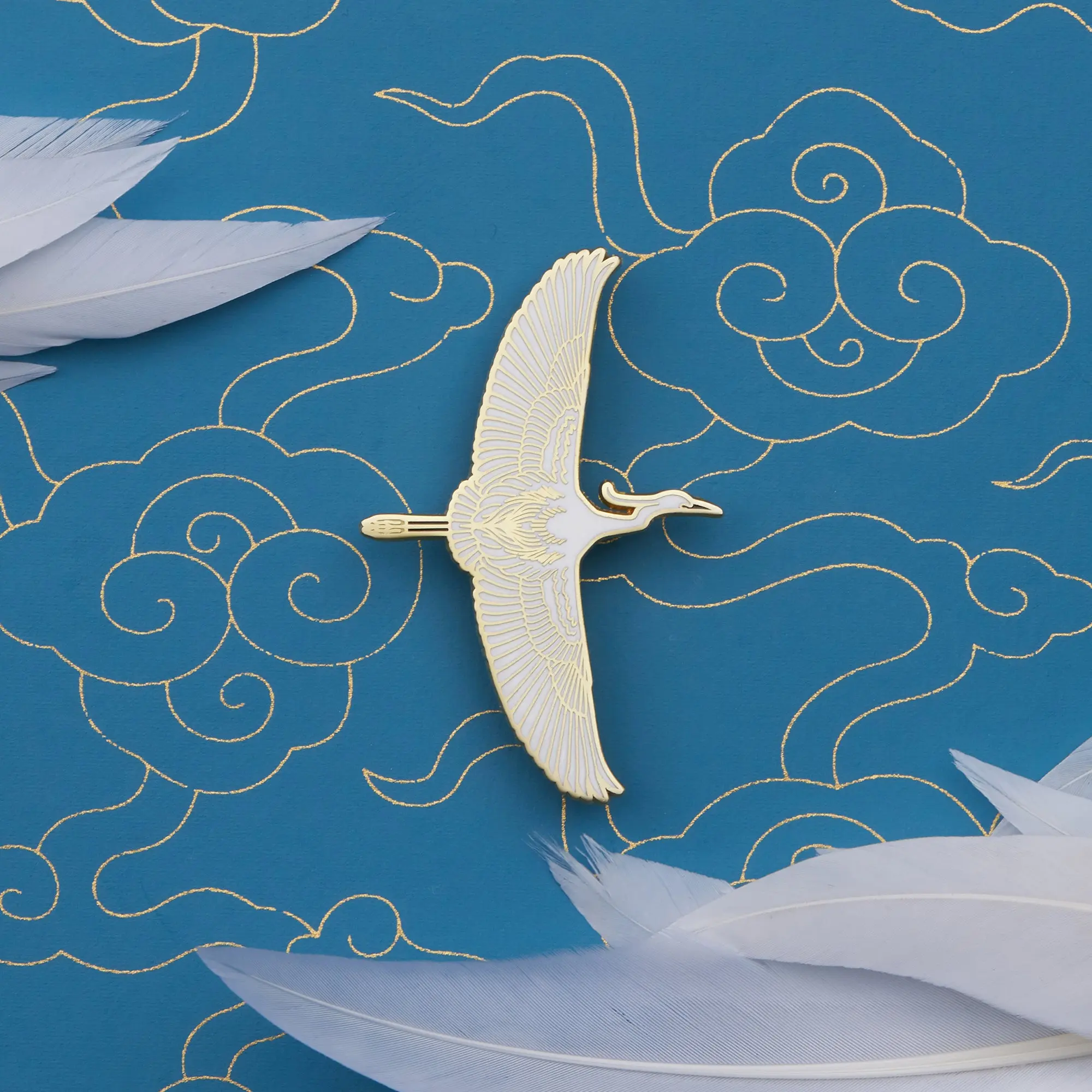Daparo Enamel Pins "Little Egret" - Original Design with Clear Enamel Finish