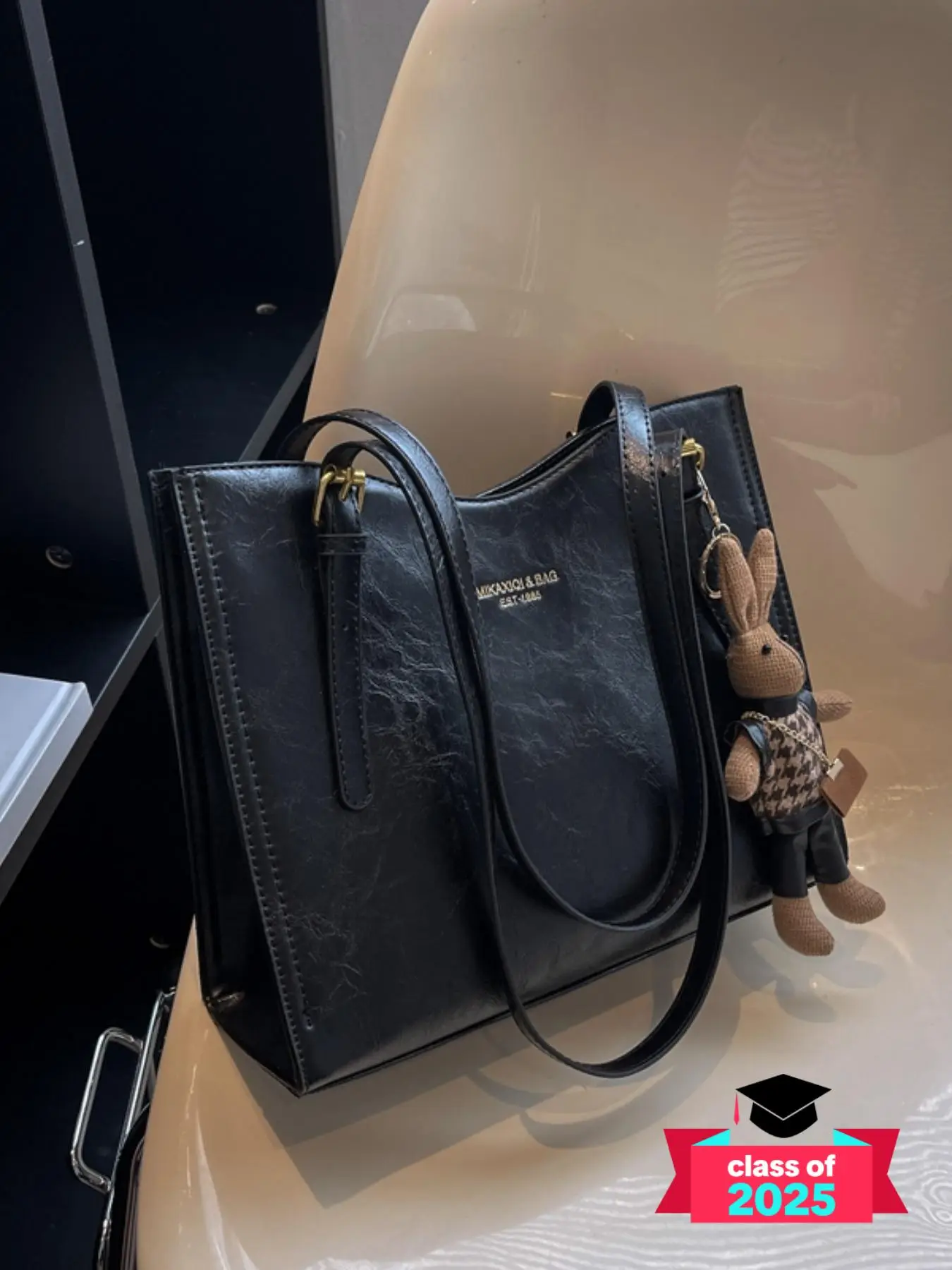 Women's Fashionable Plain Color Tote Bag, Large Capacity Shoulder Bag for Women, Casual Trendy Versatile High-quality Daily Commuting Bag, Girl Fashio