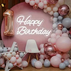 Happy Birthday Neon Sign, USB Powered Dimmable Warm White LED Neon Light, Cursive Birthday Wall Decor for Birthday Party 1st Birthday Backdrop Home Decor, Birthday Gift for Kids Adults & Perfect for Moms,20-Inch reusable