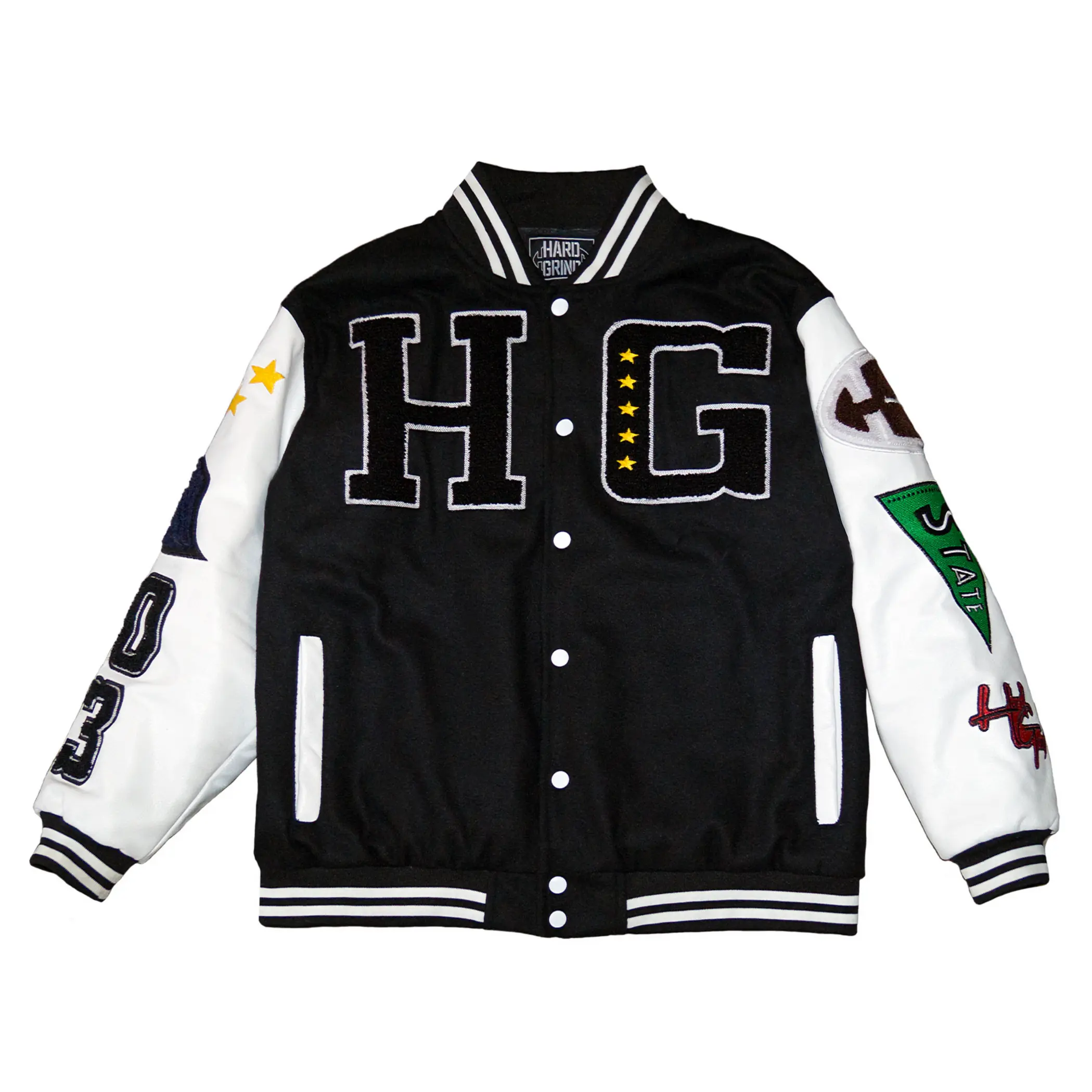 HG 5 Star Letterman Jacket - Black/White/Multi