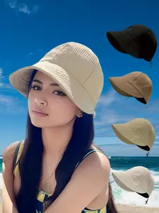 Women's Solid Color Waffle Pattern Bucket Hat, Casual Outdoor Sun Protection Cap for Women & Girls, Fashion Accessories for Daily Wear