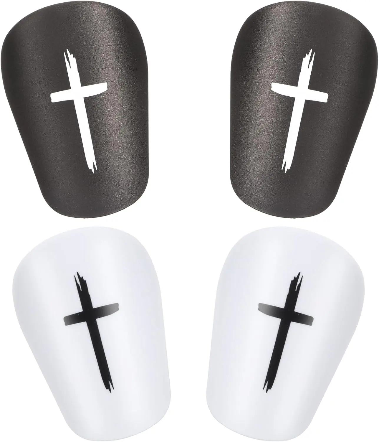 2 Pairs Black & White Cross Shin Guards Soccer Extra Mini Shins Guard 3 x2 Inch Small Shin Guards Comfortable Light Shin Pads Ultra Miniature Shins Guard Soccer for Men Women