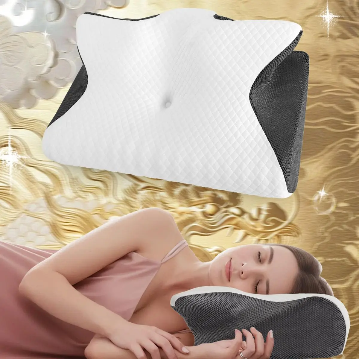 Memory Foam Neck Pillow, 1 Count Comfortable Neck Pillow, Sleeping Pillow for Side, Back, Prone Sleepers, Essential Supplies for Home, Travel, Dormito