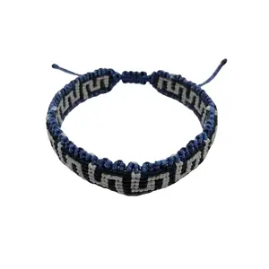 Handmade Macrame Bracelet with Geometric Design - Modern Greek Key Patterns, Urban Bohemian Style, Size 5, 0.25 gr