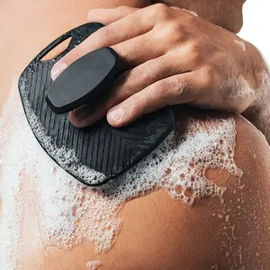 Silicone Body Scrubber Set - Personal Normal Home Accessory, Smooth Exfoliating Antimicrobial Shower Scrubber with Non-Slip Handle, Compact Bathing Accessory for Skin Care and Travel (Single Handle Pack)