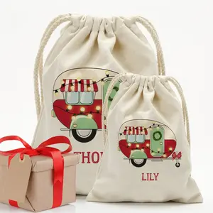Happy Camper Christmas Custom Drawstring Sack for Kids | Personalized Santa Bag