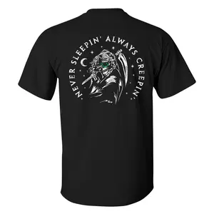 Never Sleepin Always Creepin Tactical T-Shirt, NVG Night Ops Operator Graphic Tee, Stealth Military Humor Meme Shirt, Veteran Owned Streetwear Style, Gift for Veterans, Airsoft & Tactical Fans