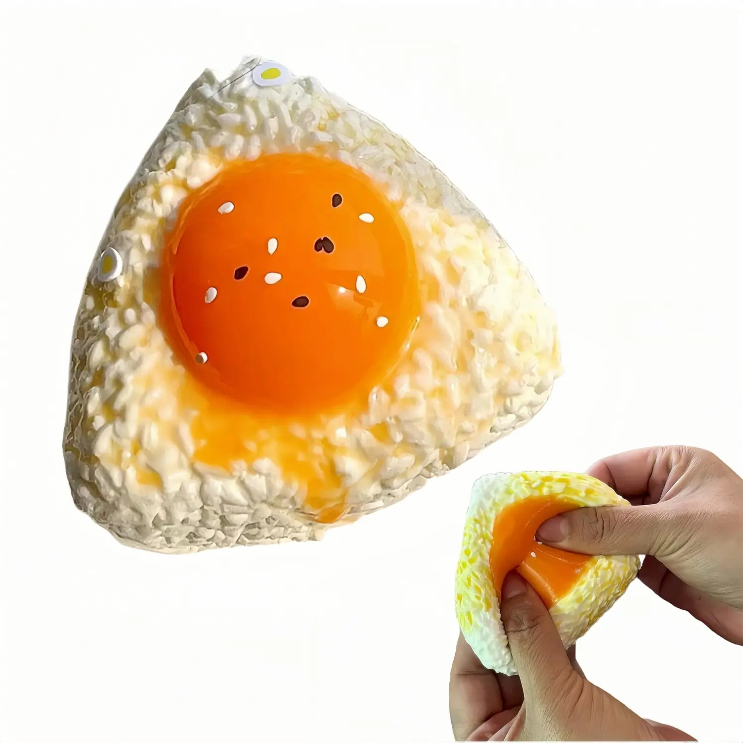 Realistic rice ball squishy toy, ultra soft with slow rebound. Fun ASMR food toy to relieve stress and anxiety. Ideal for students, office workers and insomniacs for daily relaxation, Slow Rising Squishies
