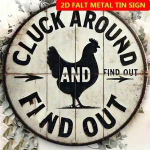 1 piece, 8x8 inch Vintage Chicken Theme Metal Tin Sign, Country style decoration, Rustic Farmhouse Design, with a humorous design, weathered aluminum sign, waterproof and rust proof, suitable for chicken coop, kitchen, garden wall art