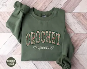 Floral Crochet Sweatshirt, Knitting Lovers Gift, Crocheter Sweater, Funny Crochet Shirt, Crocheter Crewneck For Grandma, Sewing Gift For Mom