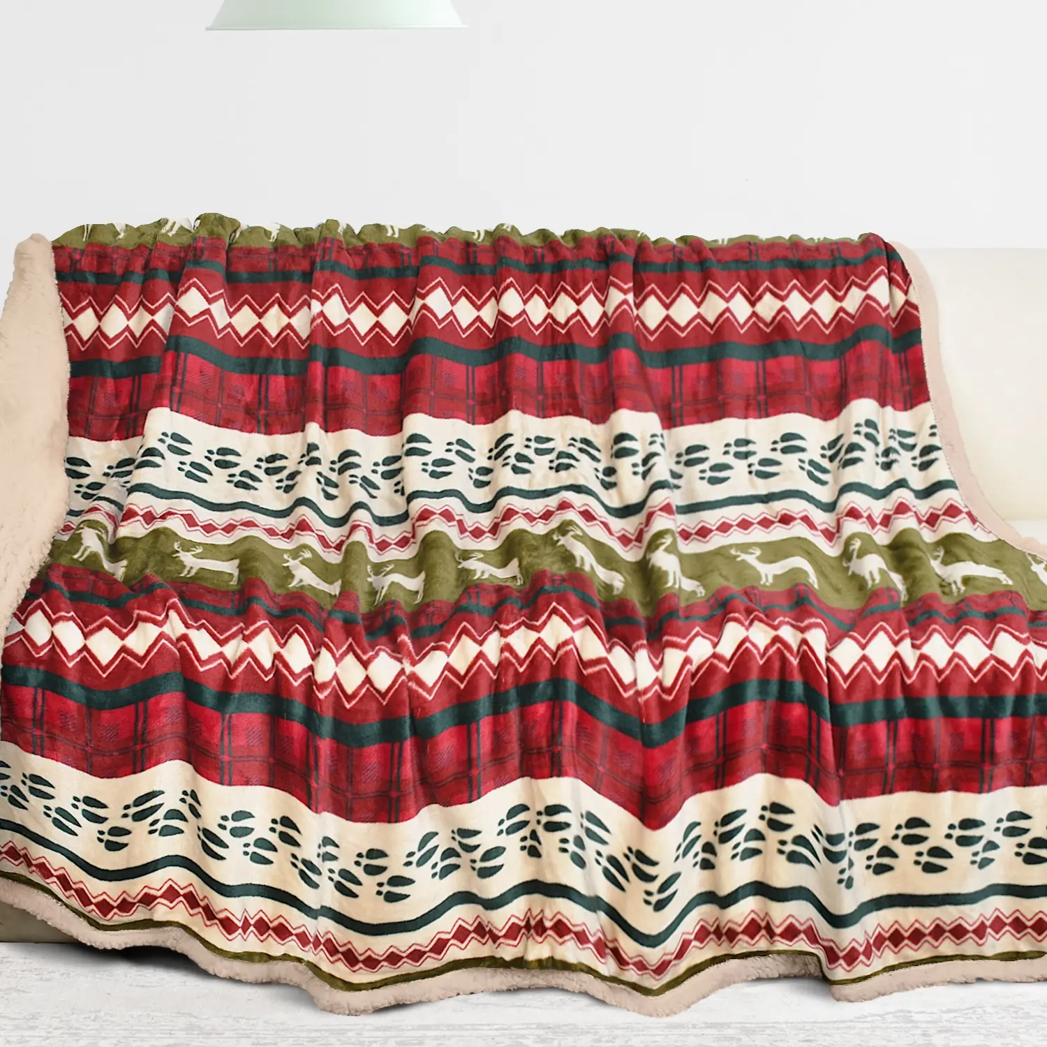 Catalonia Christmas Sherpa Throw Blanket, Xmas Theme Throws, Plush Fleece Couch Blanket |Super Soft, Comfy,  Cozy, Fluffy, Warm, Ugly Holiday Gift