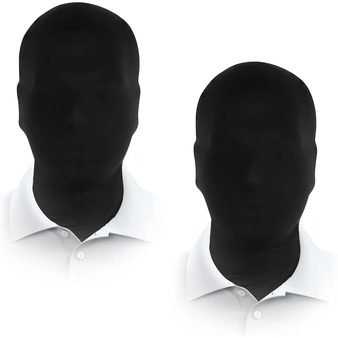 Adult Black Full-Face Spandex Faceless Morph Hood Masks, 2-Piece Comfortable Lightweight Festive & Party Supplies for Adventure, Halloween & Christmas Use