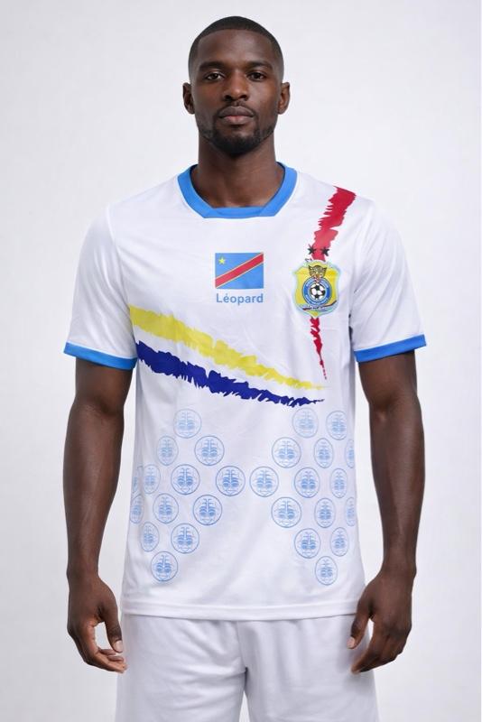 Congolese Jersey. DRC soccer jersey. RDC. Leopards Congo shirt vareuse congolais football. Previous season . Clearance item . Priced cheap $29.99. WHITE. Size Medium/Large