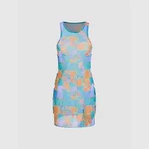 Cider Mesh Round Neck Abstract Cut Out Cover Up Dress