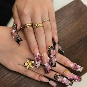 AVIARA  LONG Curved Square  Duck 10pcs Handmade Acrylic 3D Y2K Press On Nails Luxious Salon Quality Fake Nail detachable nails