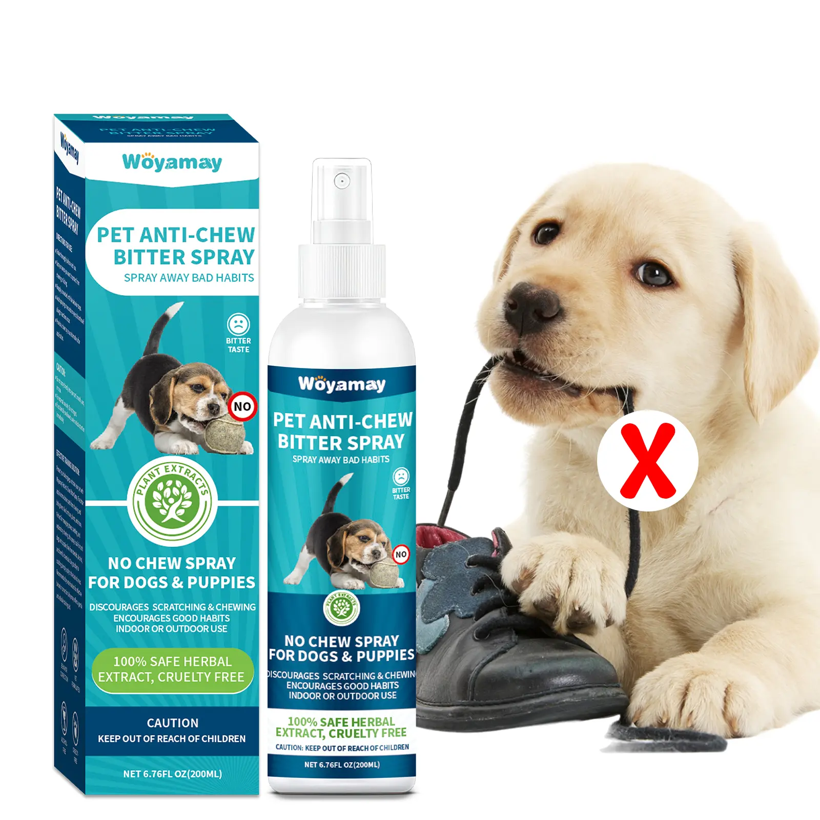 Woyamay No Chew Spray for Dogs, Bitter Apple Spray Stop Chewing of Furniture, Shoes, Dog Training & Behavior Aids Spray, No Alcohol 200ML TikTokShopHolidayHaul Tray Outdoor