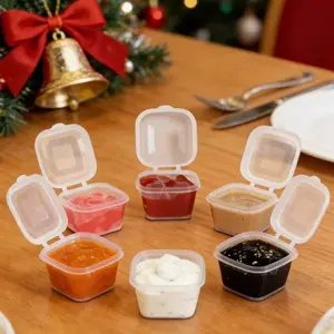 10/30pc Mini Leak-Proof Sauce Cups with Hinged Lid, Stackable Condiment Containers, Ideal for Outdoor Camping, Weddings, Birthdays, Festivals