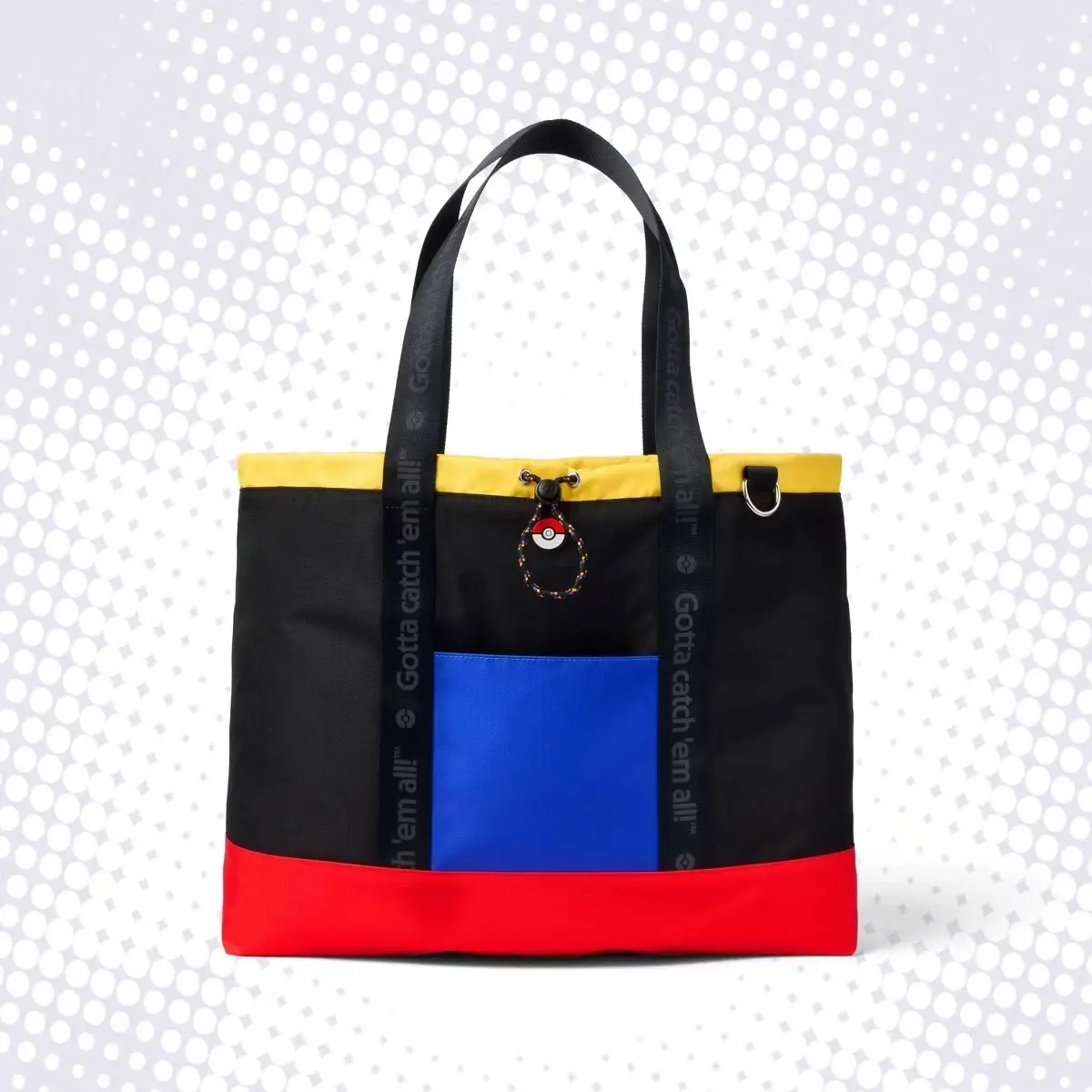 Pokémon Casual Tote Bag with Poké Ball Inspired Design, High-Capacity Shoulder Bag with Double Handles for Fans & Collectors