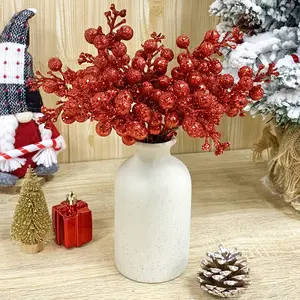 15 fork bright powder ball gold and silver red coffee hard rod Christmas decoration accessories home decoration source wholesale