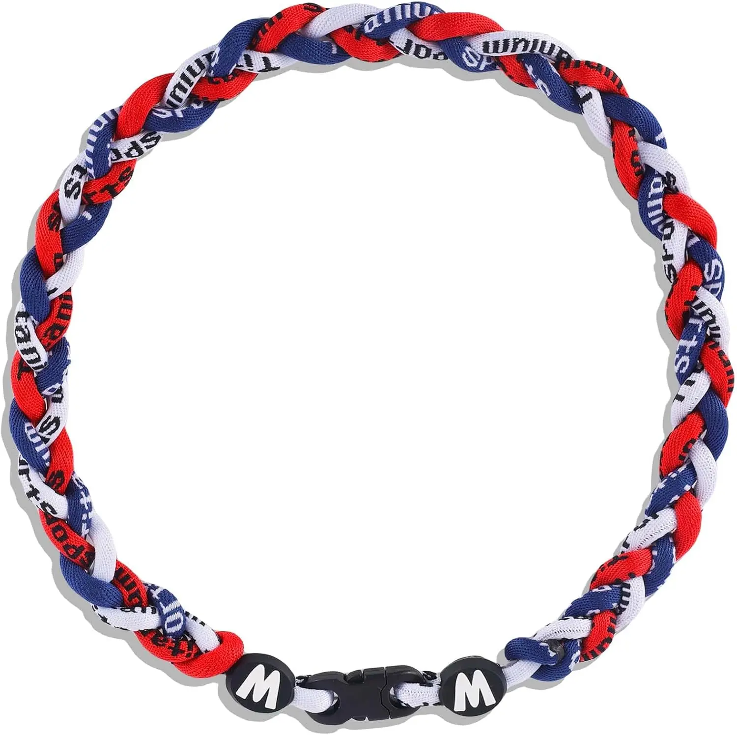 Tornado Baseball Stitch Necklace, 18 in Casual Unisex Tri-Braided Nylon Rope Sports Charm Jewelry, Choke-Free, No Warning Applicable