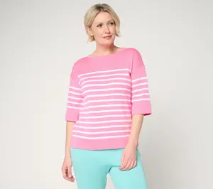 Belle by Kim Gravel Stripes and the City Elbow Sleeve Sweater'