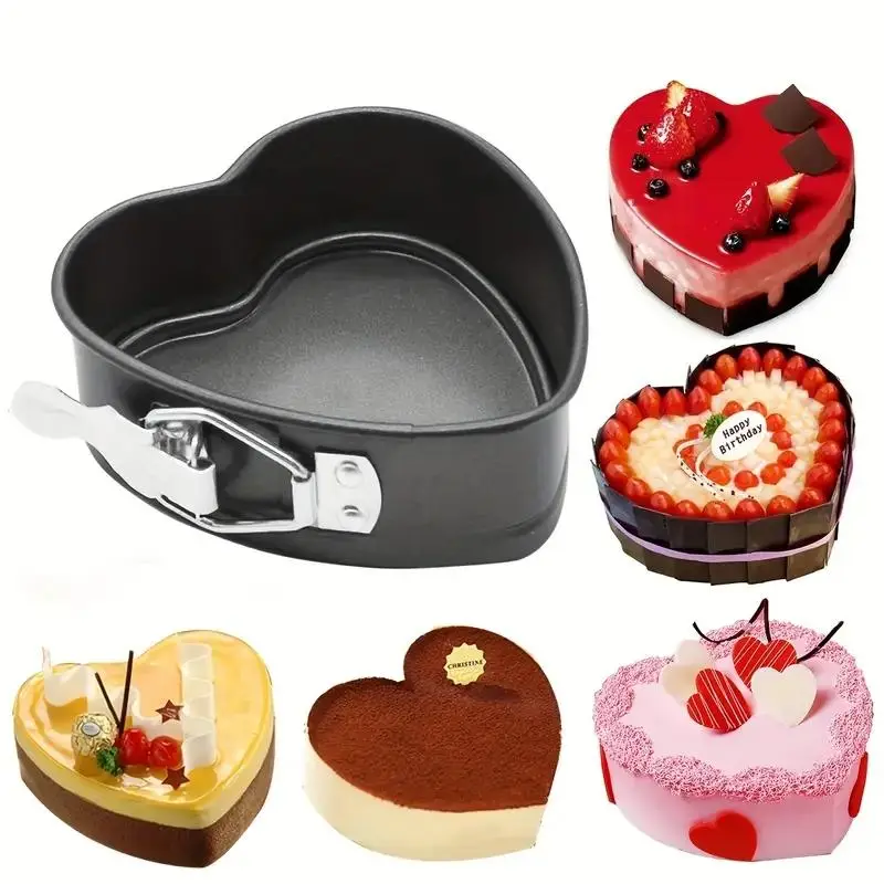 Heart Shaped Non-stick Baking Pan, Stainless Steel Cake Pan, Leak-proof Detachable Bottom Baking Tray, Perfect for Romantic Desserts & Celebrations