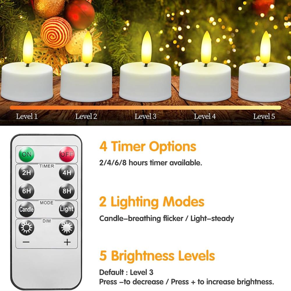 Flameless LED Tea Lights Rechargeable With Timer Romote Remote, Candles For Wedding Centerpiece Table Decor Christmas