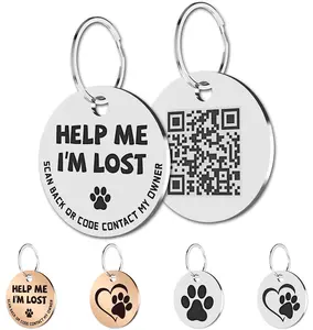 MYLUCKYTAG Stainless Steel QR Code Pet ID Tags Dog Tags - Pet Online Profile - Scan QR Receive Instant Pet Location Alert Email