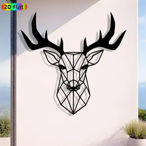 1pc Avant-Garde Deer Head Metal Wall Art, Avant-Garde Deer Head Statue Mural, Iron Craft, Perfect for Living Room, Garden, Zoo Corner Decor, Intricate Craftsmanship, Silhouette Wall Decor, Christmas Decor, Ideal Gift for Nature Lovers