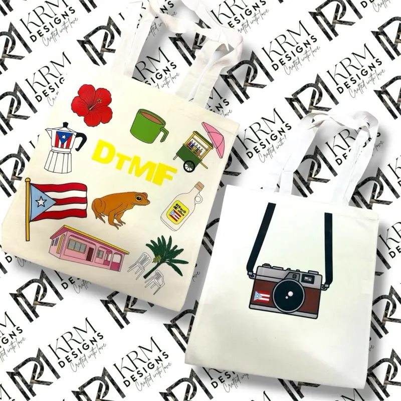 DtMF Tote Bag with Iconic elements from Puerto Rico.