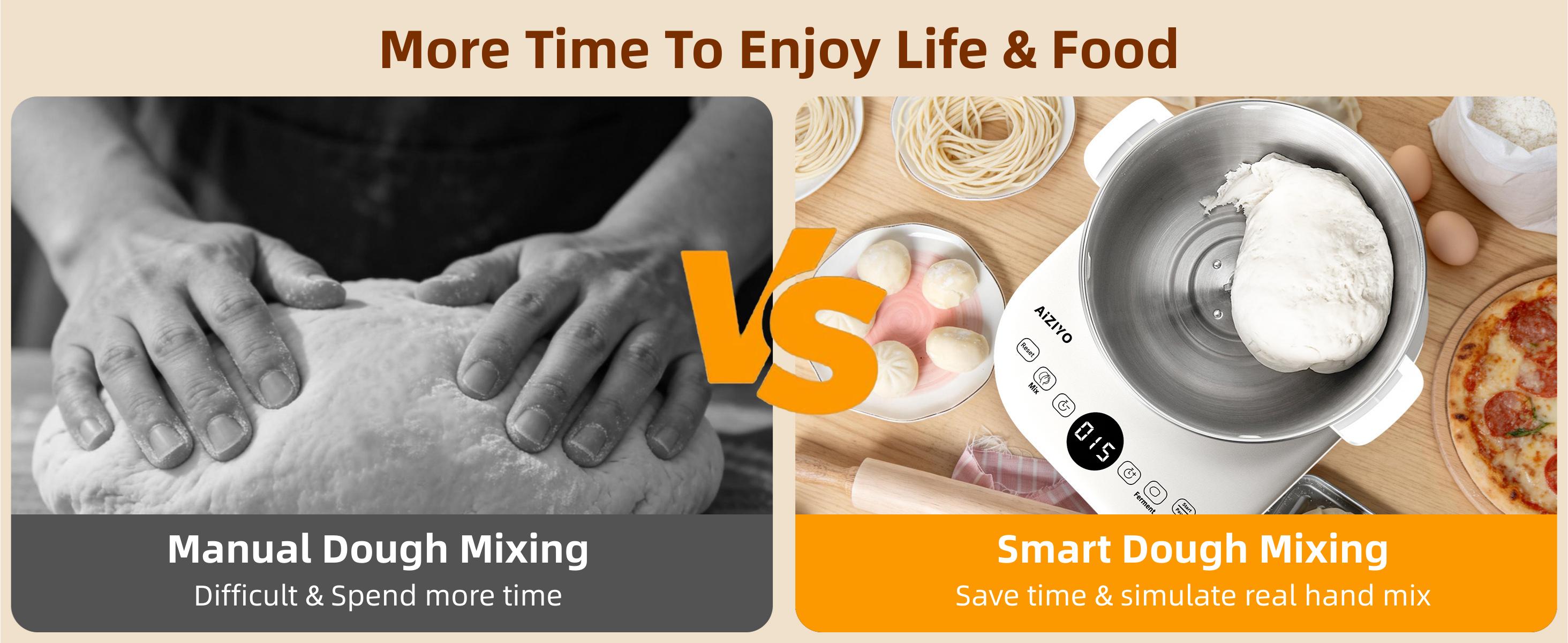 AIZIYO DoughChief 7Qt Electric Dough Mixer with Ferment Function, Dough Maker with 304 Stainless Steel Bowl, Microcomputer Control, Face-up Touch Panel, Easy To Clean for Bread & Pizza AIZIYO DoughChief 7Qt Electric Dough Mixer with Ferment Function, Dough Maker with 304 Stainless Steel Bowl, Microcomputer Control, Face-up Touch Panel, Easy To Clean for Bread & Pizza