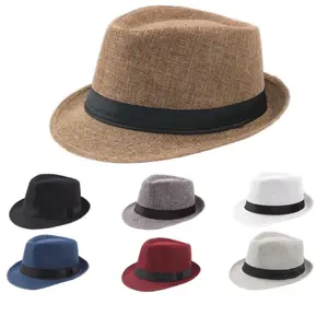 Men Women Straw Fedora Hat Trilby Cuban Sun Cap Panama Short Brim Floral Summer - Fashion Accessory stylish headwear