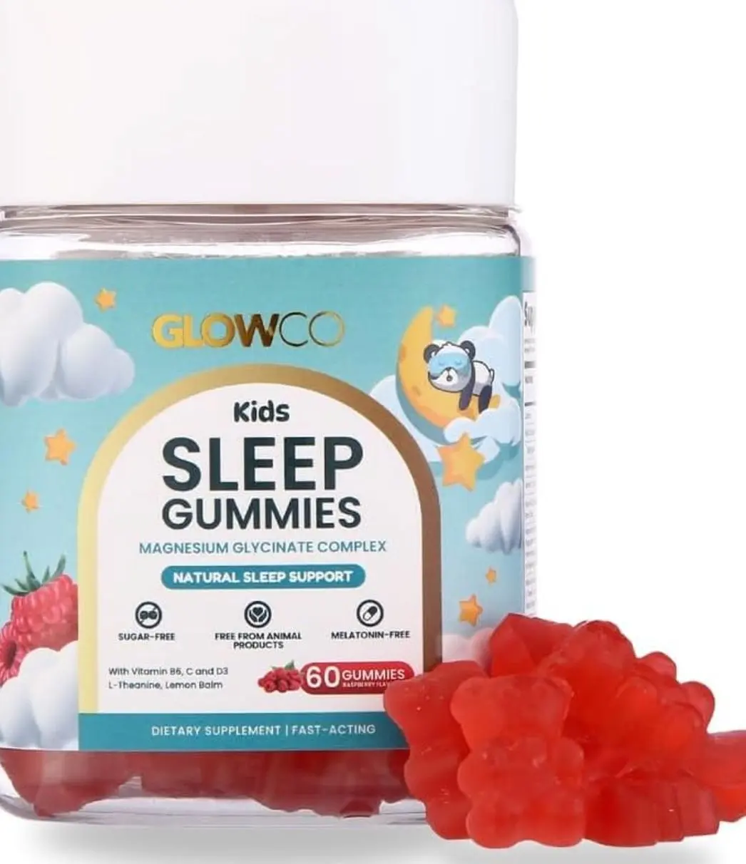 GLOWCO Magnesium Glycinate Sleep Gummies for Kids | Melatonin-Free, Natural Fast Sleep Aid Gummies (Pack of 1)