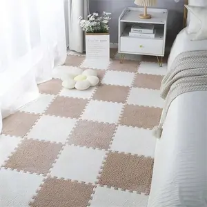 20pcs Anti Slip Plush Square Interlocking Carpet Tiles With Border Soft 20pcs Anti Slip Plush Square Interlocking Carpet Tiles With Border Soft