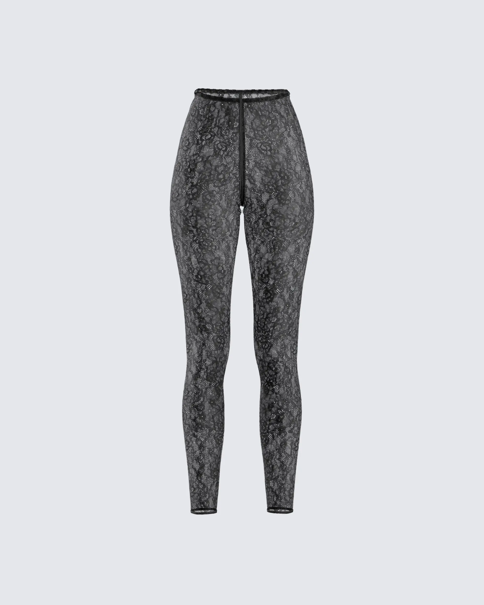 Women's Black Lace Leggings, Fitted High Waist Lingerie Style Patterned Pants for a Going-Out Party, Spandex, Sheer, Floral, Patterned Leggings, High Waist Leggings