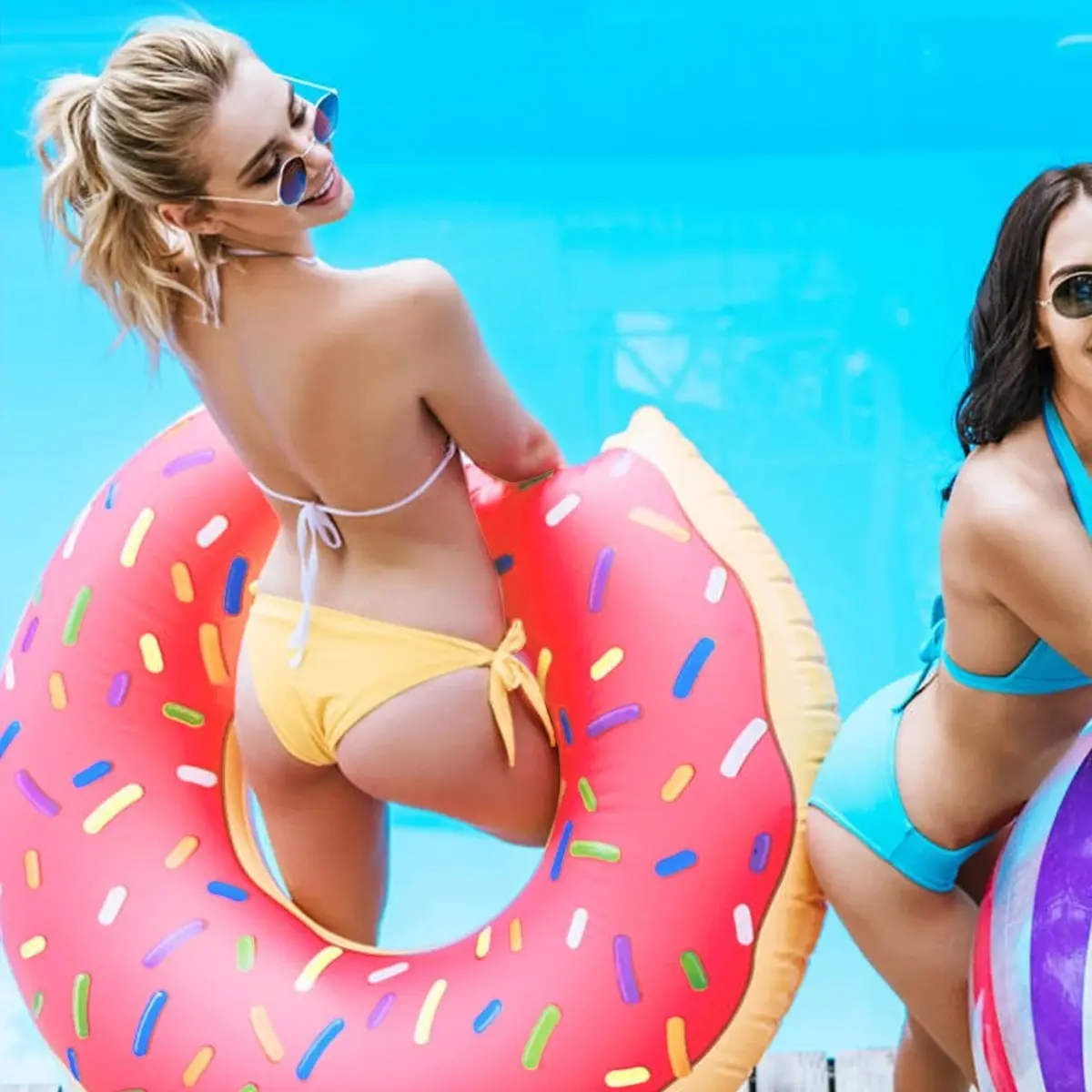 1pc Summer Thickened Inflatable Donut PVC Swimming Ring, Inflatable Floater, Swimming Accessories, Floats Perfectly for Water Activities, Ideal for Beach & Pool Parties