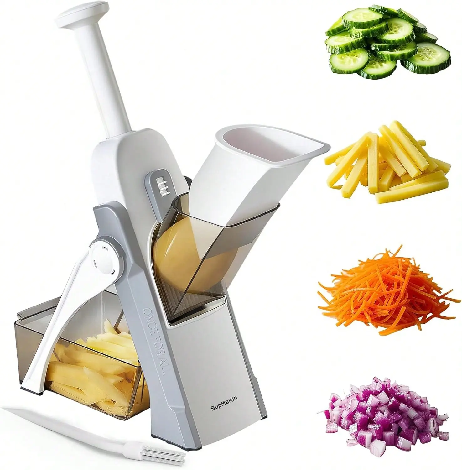5-in-1 Mandoline Slicer Vegetable Fruit Cutter for Meal Prep - 0.1-8mm Adjustable Thickness, Dishwasher-Safe Kitchen Gadget with Storage Organiser, Bottles, Tin Canister (Graduation Gift)