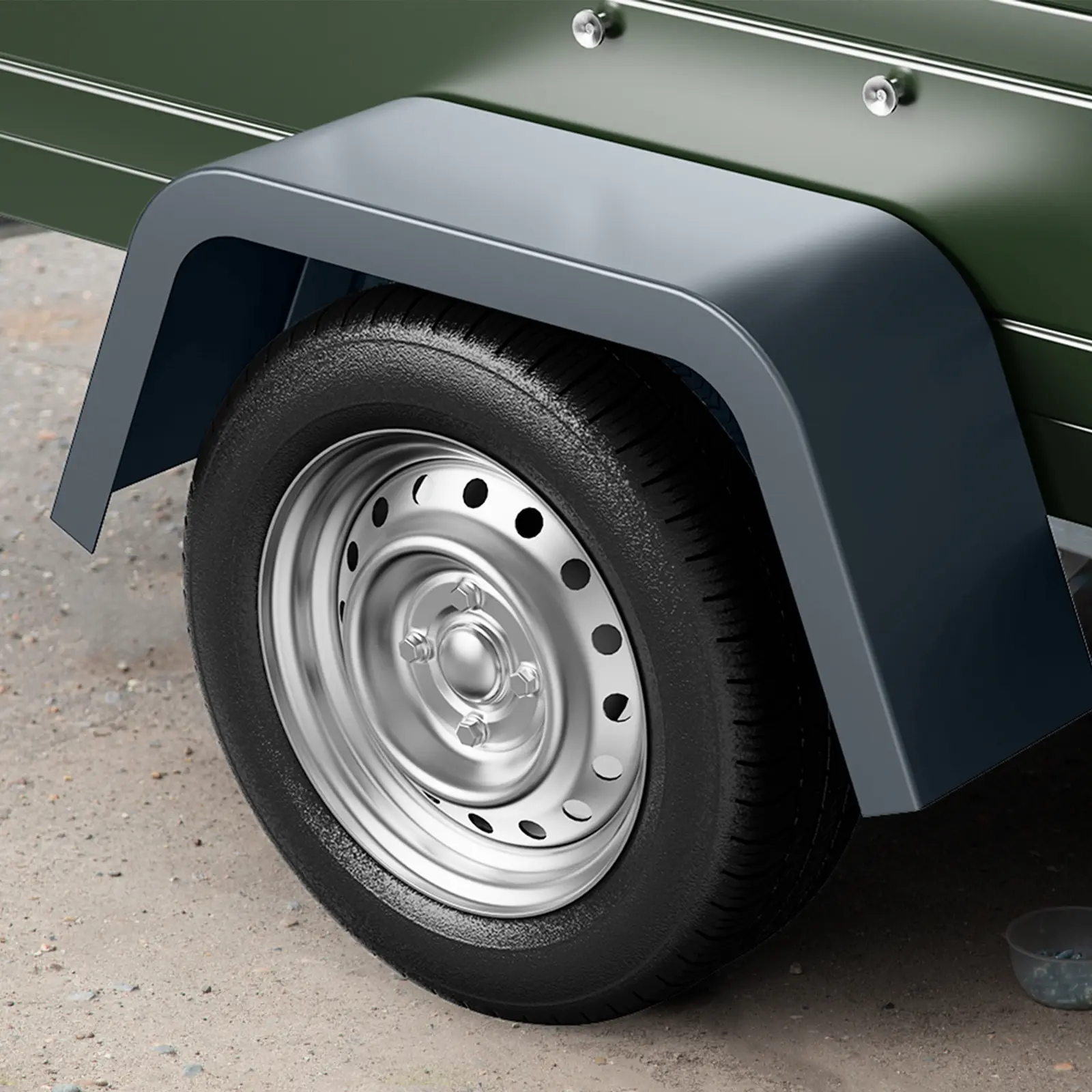 Heavy Duty Protection Trailer Fenders - Steel, Single Axle, Fits 14-16 Inch Wheels, Rust-Resistant Square Diamond Plate, Set of 2, Perfect for Utility, Car Hauler, Cargo, Landscape Trailers