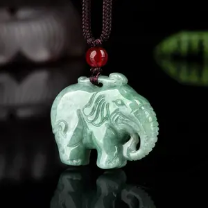 Natural Ice Jade Elephant Pendant Necklace, Unisex Jade Jewelry for Daily Wear And Gifting, Smooth Translucent Carved Elephant Design With Symbolic Peaceful Meaning And Refined Finish