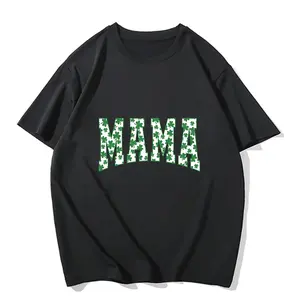 Mother's Day Mama T-Shirt for Women, Lucky Shamrock MAMA Graphic Tee, Soft Cotton Casual Crew Neck Short Sleeve Mom Outfit Top for Mother's Day Daily Wear Gift