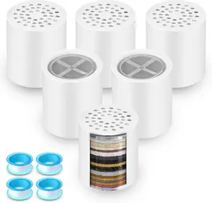 6 Pack 20 Stage Shower Filter Replacement , Shower  Filter Refill for Hard Water to Remove Chlorine Fluoride Heavy Metal, High Output Bath Cartridges for  Hair