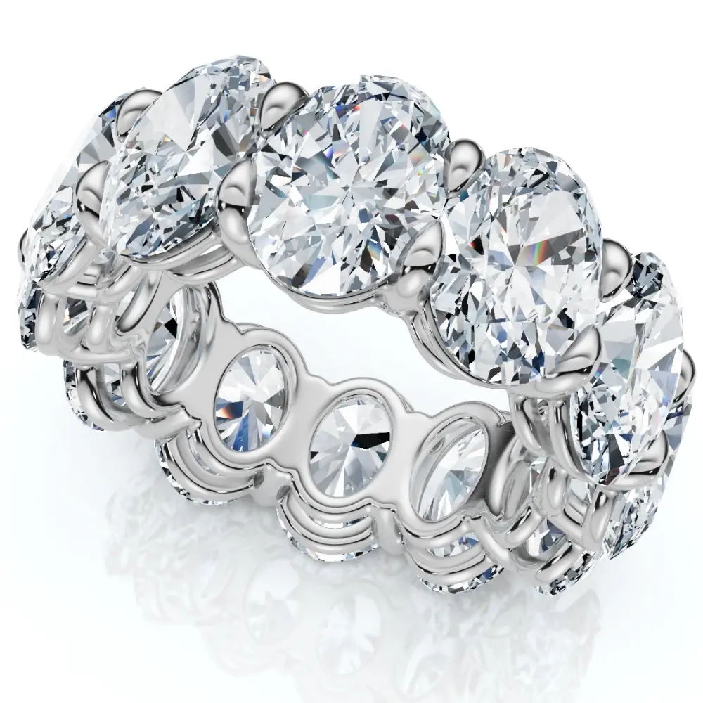 12Ct Oval Diamond Eternity Ring 14k Gold or Platinum Wedding Band Lab Grown