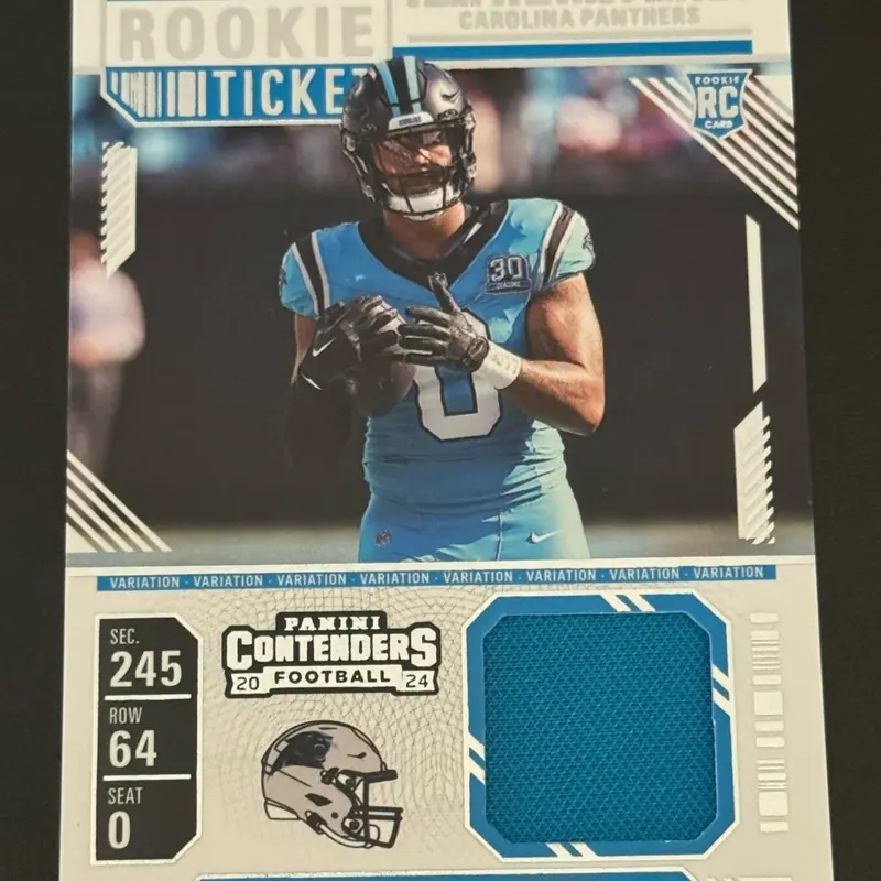 FOOTBALL - 2024 Panini Contenders Ja'Tavion Sanders RC Rookie Ticket Patch #RTS-JTS Carolina Panthers (MEM) sports  cards