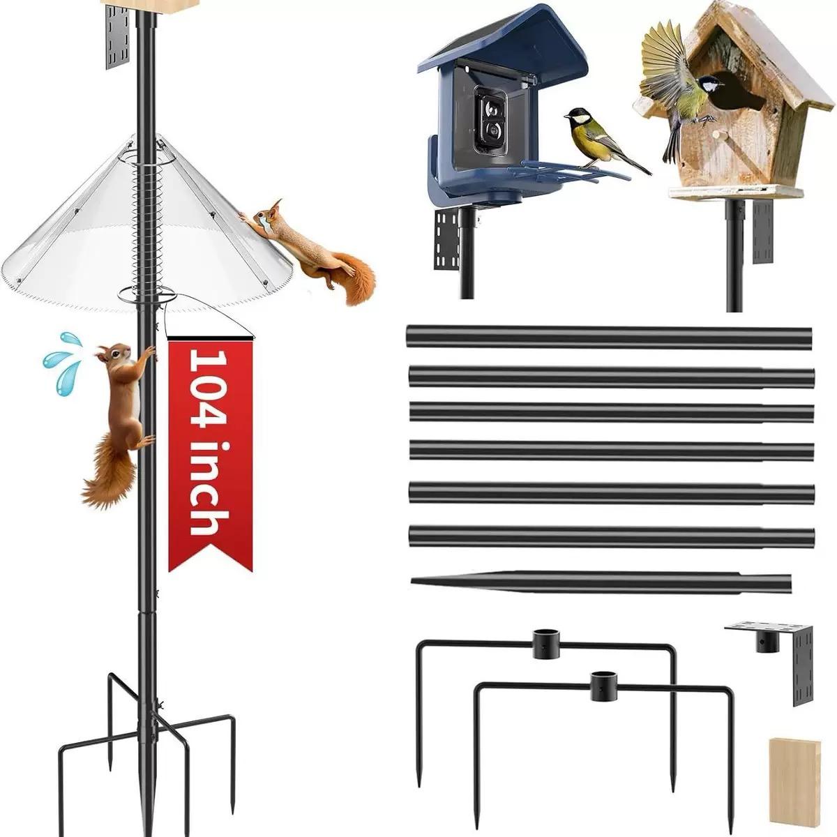 Outdoor 2-Piece Set: 80-Inch Adjustable Bird Feeder Stands — Self-Decorating; Suitable for Feeders, Birdhouses, and Weather Stations. Heavy-Duty, Rust-Resistant Design to Enhance Your Outdoor Landscape and Elevate Your Birdwatching Experience.