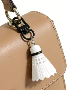 Creative Mini Badminton Keychain Pendant, Feather Pattern Bag Accessory, Casual Style, All Seasons, Daily Wear Jewelry, Keychain for Bags