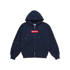 Supreme MM6 Maison Margiela Box Logo Zip Up Hooded Sweatshirt Navy
