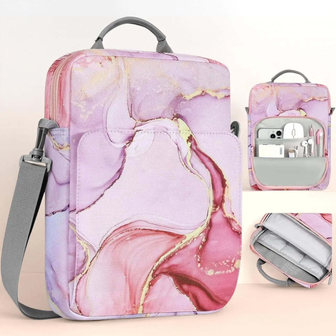 11.10    P-P 9-11 Inch Tablet Sleeve Case with Shoulder Strap, Compatible with iPad (A16) 11", iPad 10th Gen 10.9", iPad Air 5/4, iPad Pro 11", iPad 9/8/7th Gen 10.2", Galaxy Tab A9+ 11" - Cloudy Pink, Crossbody, Protection